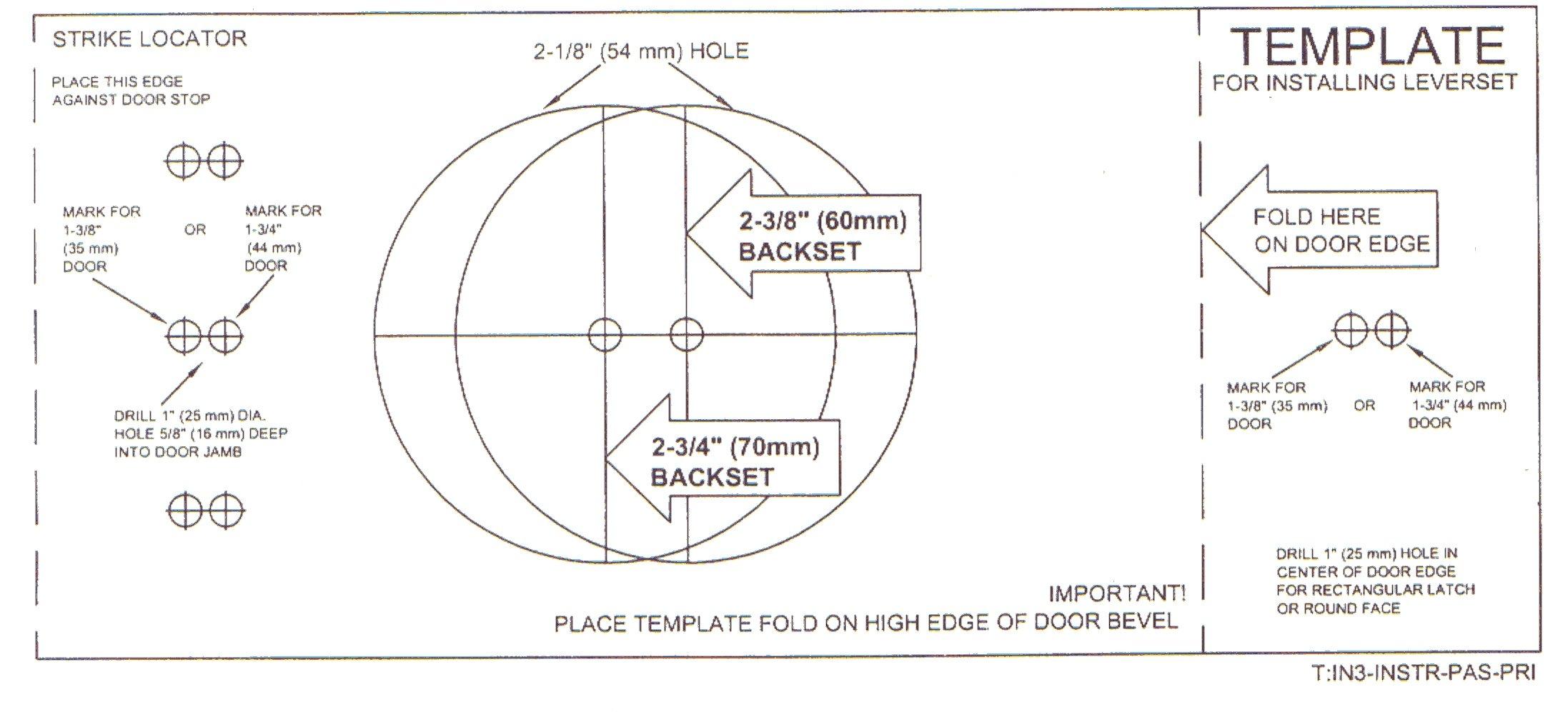 Door knob installation template Door Knobs