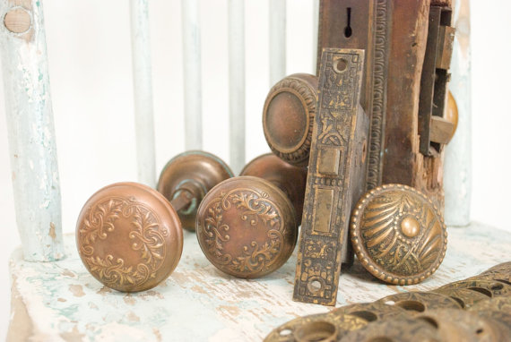 antique copper door knobs photo - 1