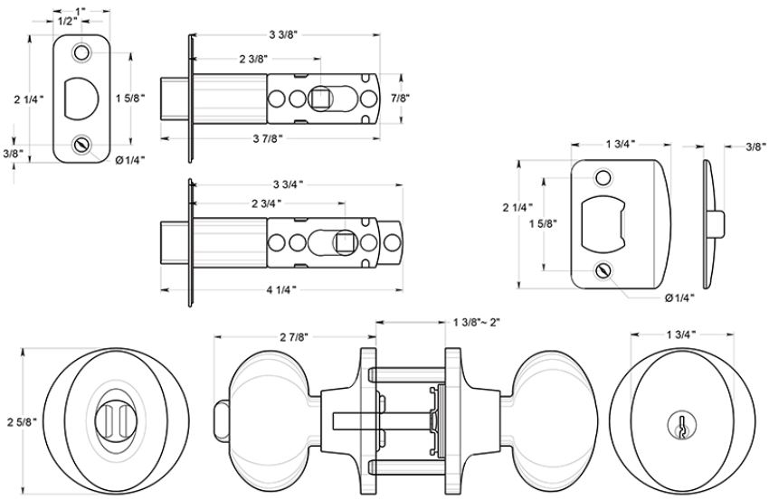 Door Knob Dimensions Door Knobs