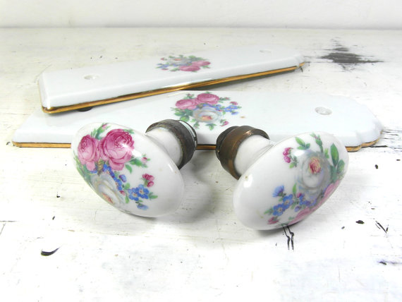 porcelain door knobs floral photo - 18
