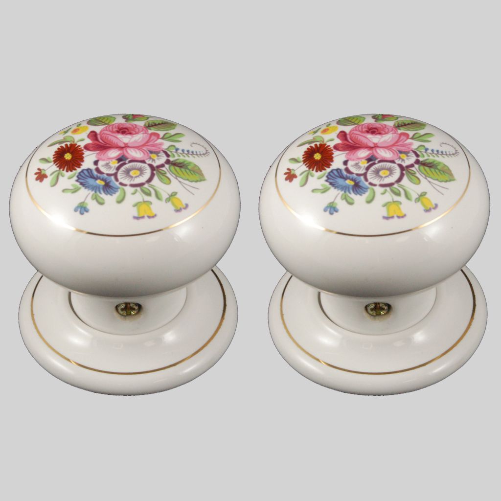 porcelain door knobs floral photo - 3
