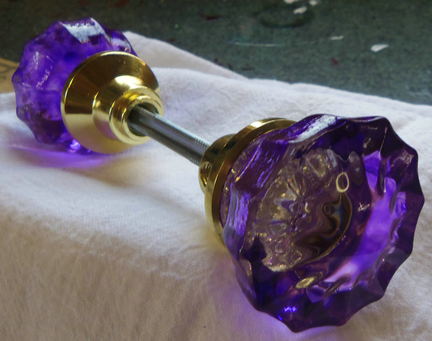 purple glass door knobs photo - 1